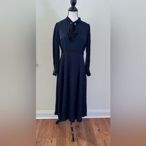 Silk Navy Boden Dress with Black trim